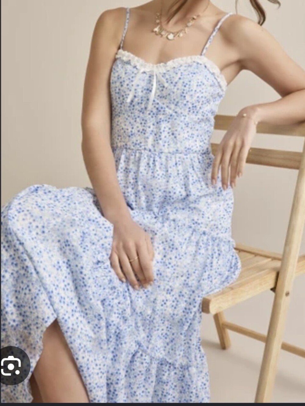 Row A Floral Lace-Trim Tiered Cami Maxi Dress